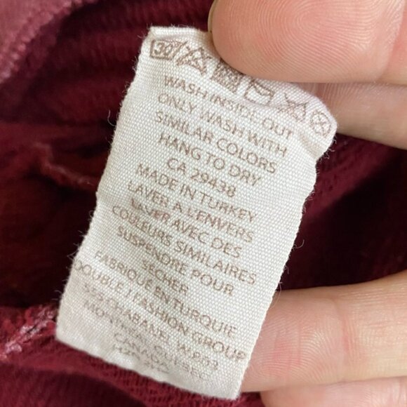 Wanakome Burgundy Cowl Neck Hoodie W Tree Print XS - Picture 5 of 16